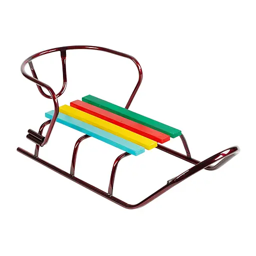 Санки детские "Люкс Классик-2" без ручки, с круглыми полозьями, прочная металлическая рама, бордовые