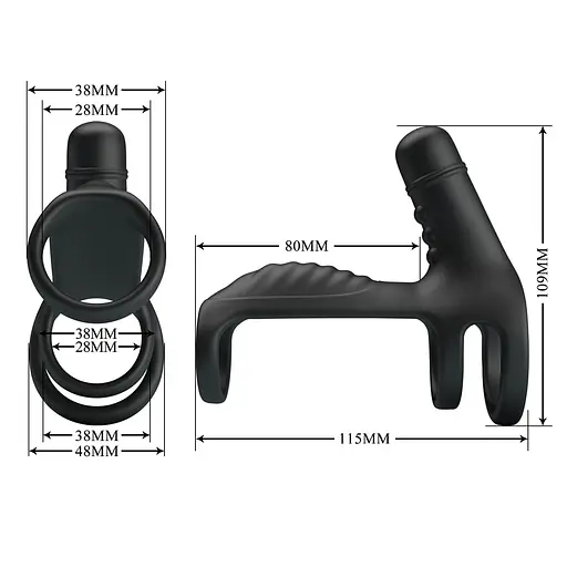 Насадка на пенис с вибрацией Pretty Love Vibrating Penis Sling 11.5 см черный - фото 7