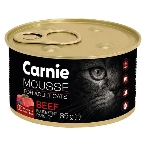 Консерва для котів Carnie м'ясний мус з яловичиною, чорницею, петрушкою та желе 85 г 
