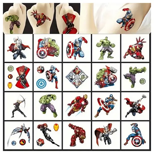 Набор временных татуировок "Супергерои мини" Fresh Tattoo superheroes-20-01 размер 5х5 см - фото 2