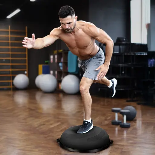 Балансувальна півсфера Gymtek Flex Core Half Ball 58см з еспандерами + насос чорний - фото 6