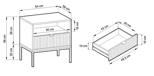 Тумба приліжкова Perfect Home Нова / Nova з 1 шухлядою і чорними ніжками S54 Білий (PFH-091260) - фото 3