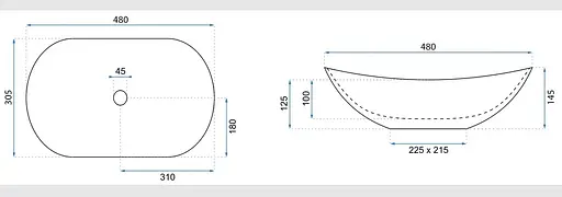 Умивальник Rea Royal mini black white накладний REA-U0538, Чорний матовий - фото 6