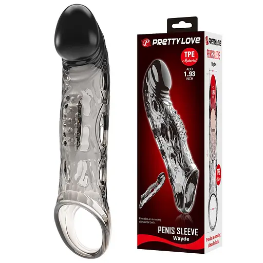 Насадка на пеніс Pretty Love Penis Sleeve Wayde 21.3 см (чорний) - фото 3