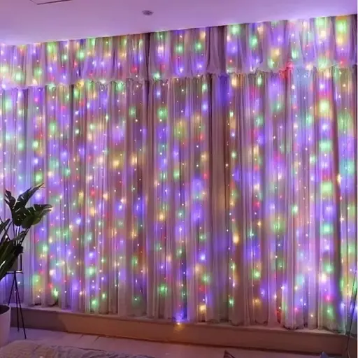 Новогодняя светодиодная гирлянда-штора Роса 2x2 м LED 160 лампочек Цветная - фото 1