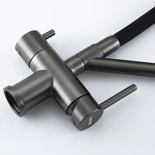 Змішувач для кухні на дві води Gappo G4398-89 сталь Графітовий хром - фото 4