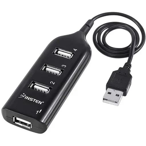 USB Хаб Розгалужувач Пасивний Insten 4-Port Black