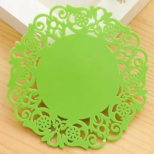 Підставка мереживна силіконова під гаряче килимок для чашки банки 15 см (комплект з 2 шт.), Kitchen Master Салатовий 85117 - фото 4