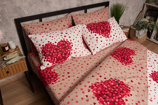Комплект постільної білизни Moon&Star Бязь Gold Люкс Petal Heart сімейний 143х210х2 наволочки 2х70х70 - фото 6