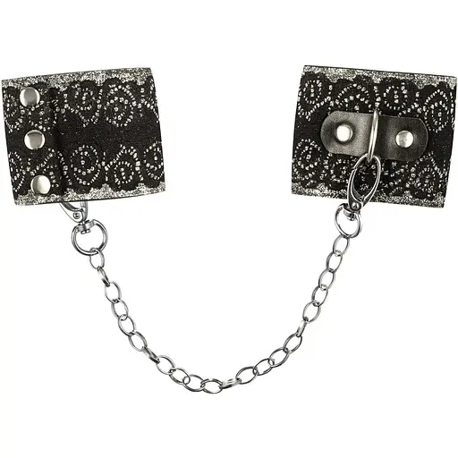 Широкі наручники з блискітками та ланцюгом Obsessive