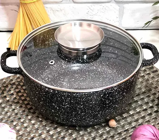 Казан - каструля A-Plus 1462 з мармуровим покриттям з подвійним дном з литого алюмінію для всіх плит з кришкою 5.2 л - фото 3