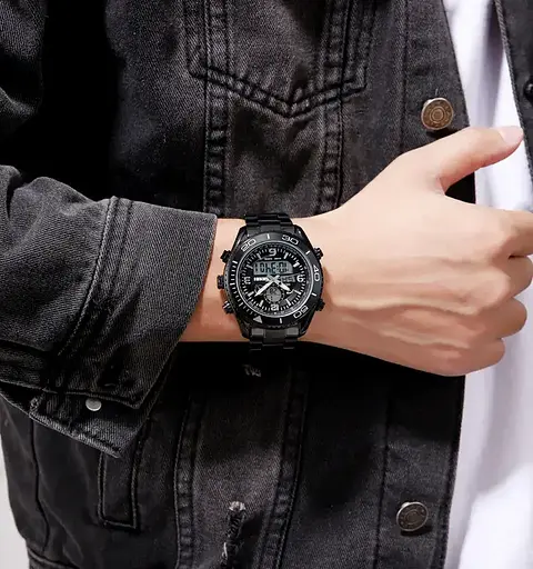 Чоловічий наручний годинник Skmei 1600 (Чорний з білим циферблатом) - фото 6