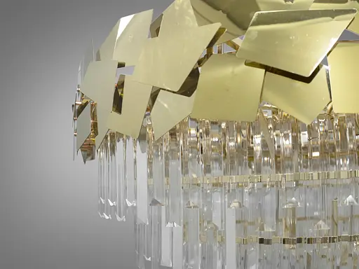 Элитная, магическая хрустальная люстра на 22 лампы, диаметром 80 см, цвет-золо - фото 3