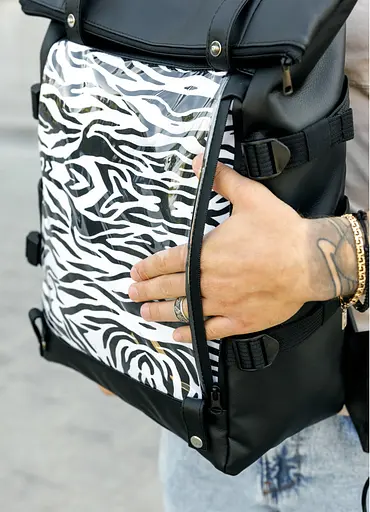 Рюкзак чоловічий Sambag RollTop Hacking чорний принт "Zebra" 41 х 30 х 16 см (24460146m) - фото 5