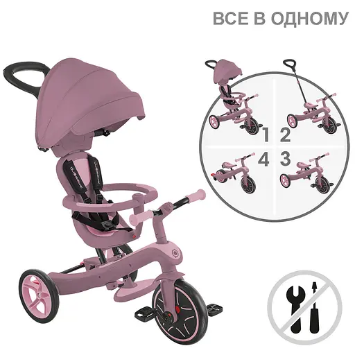 Велосипед дитячий Globber Explorer Trike 4в1 до 20 кг пастельно-бузковий (637-510) - фото 3