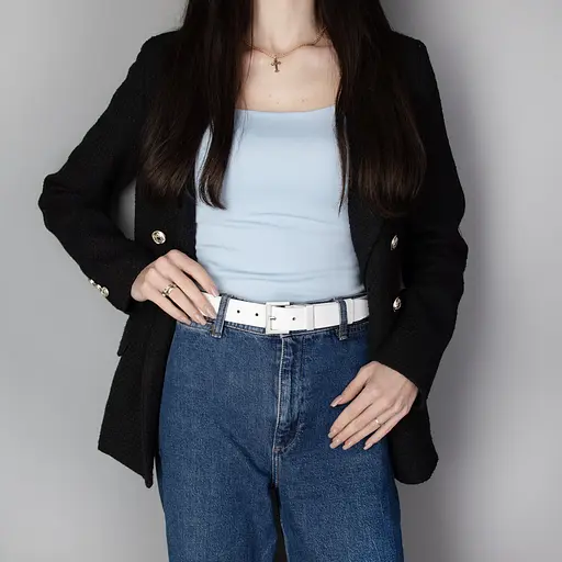 Ремінь жіночий шкіряний JK-3023 white-2 під джинси білий (120 см) - фото 2