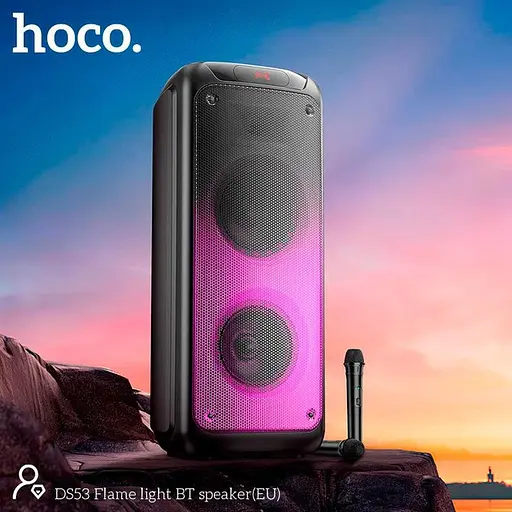 Колонка бездротова — караоке Hoco DS53 Flame light BT speaker DS53 2*40W (120W Max) з 2 мікрофонами - фото 8