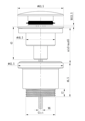 Донний клапан Frap F62, автомат, 1 1/4", хром, Хром - фото 5