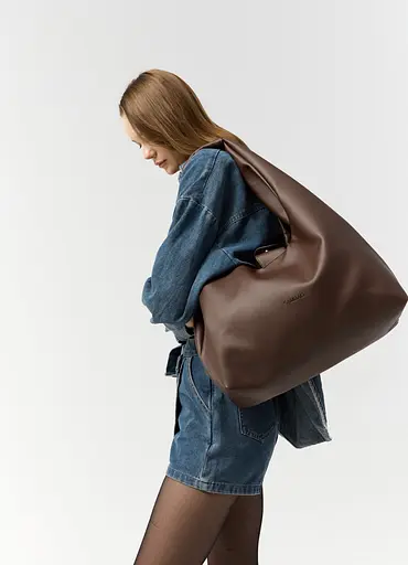 Женская сумка Sambag HOBO L шоколадная 34 х 37 х 16 см (53300020) - фото 1
