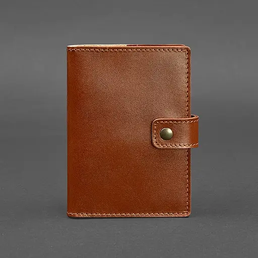 Шкіряна обкладинка для паспорта 5.0 (з віконцем) світло-коричнева - фото 6