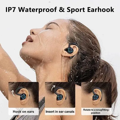 Беспроводные спортивные Bluetooth наушники TWS Q23 Pro водонепроницаемые с сенсорами и микрофоном Черный - фото 9