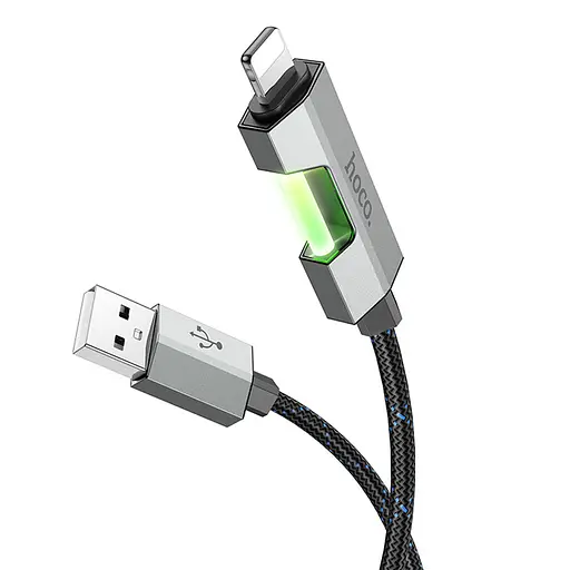Дата кабель Hoco U123 Regent colorful 2.4A USB to Lightning (1.2m) Black - фото 2