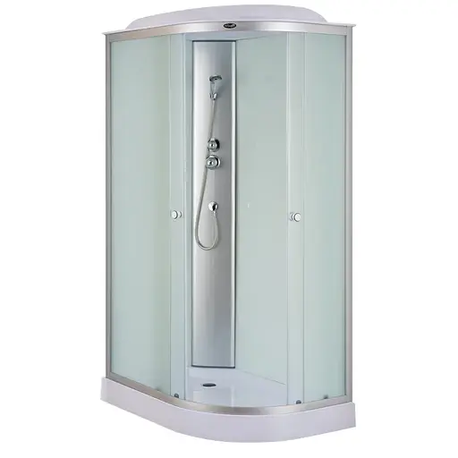 Душевой бокс без гидромассажа Mixxus Wave SB02-120x80x215-L-FB Satin с низким поддоном MI6892, Хром матовый, Универсальная, матовый, хром матовый - фото 1