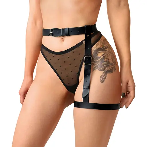 Гартер на ногу Art of Sex - Petra, натуральна шкіра, розмір XS-2XL, колір чорний