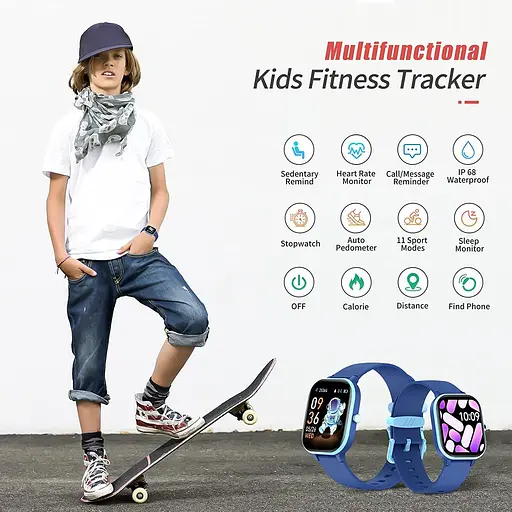 Детские смарт-часы для детей HENGTO Kids Fitness Tracker, водонепроницаемые умные часы IP68 - фото 2