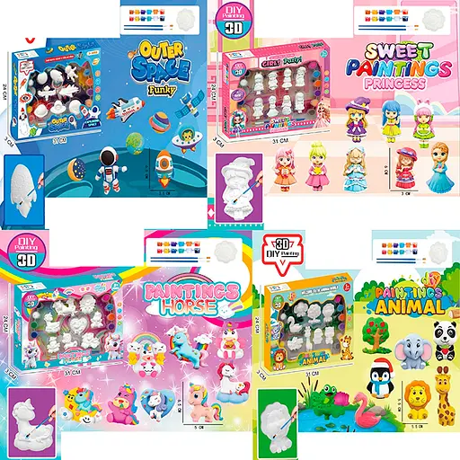 Набір для творчості, фігурка-розмальовка, фарби, пензлики (В асортименті) - фото 2