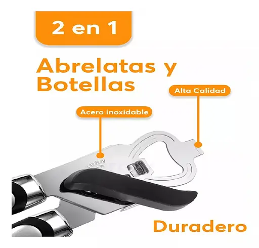 Консервный нож открывалка для консерв и бутылок 2в1 консервооткрыватель нержавеющая сталь пластик 23 см, Kitchen Master Черный 86666 - фото 4