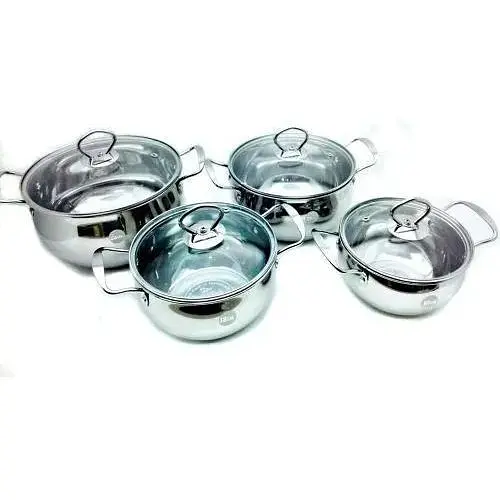 Універсальний набір каструль А-Плюс 2061, 4 шт. з нержавіючої сталі з антипригарним покриттям та кришками - фото 1