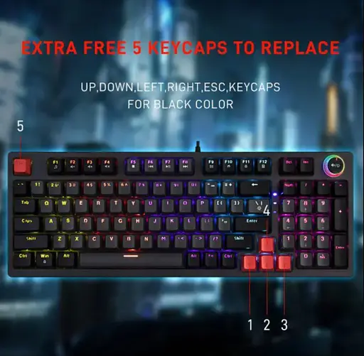 Клавіатура ігрова механічна JEDEL KL114 Drinkey Red Swich Black - фото 6