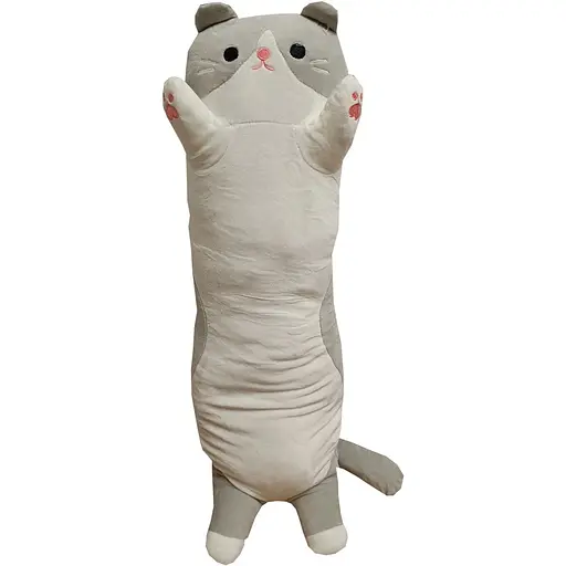 М'яка іграшка антистрес Bambi Кіт батон 70 см сіра - фото 1