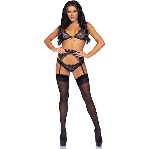 Мереживний комплект зі стразами Leg Avenue Bright Lights RhinestOne M - фото 3