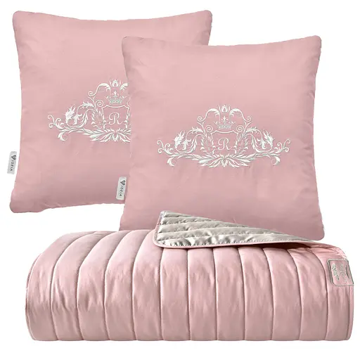 Покрывало на кровать Ideia с декортивными подушками пудрово серое 220х240 см (8000035831_пудра/серый)