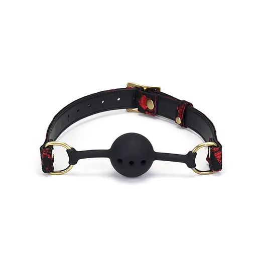 Кляп Liebe Seele Victorian Garden Breathable Silicone Ball Gag 4.3 см чорний з червоним - фото 3