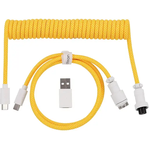 Кабель Keychron USB-A/USB-C > USB-C зарядка/синхронизация, 1.36м, Type-C, Coiled Aviator, желтый