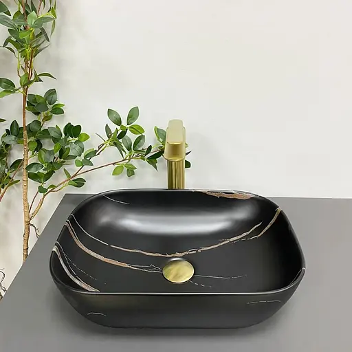 Умивальник VBI Ravenna black stone matt накладний VBI-011214, Чорний матовий - фото 1