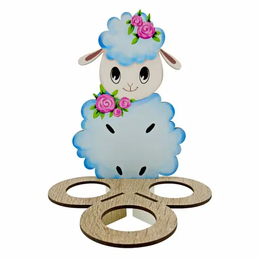 Великодня підставка блакитна з ягням на 3 яйця - фото 1