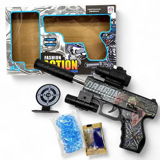 Пистолет, механический принцип работы, прицел, стреляет орбизами, HY108-1WB (в ассортименте)