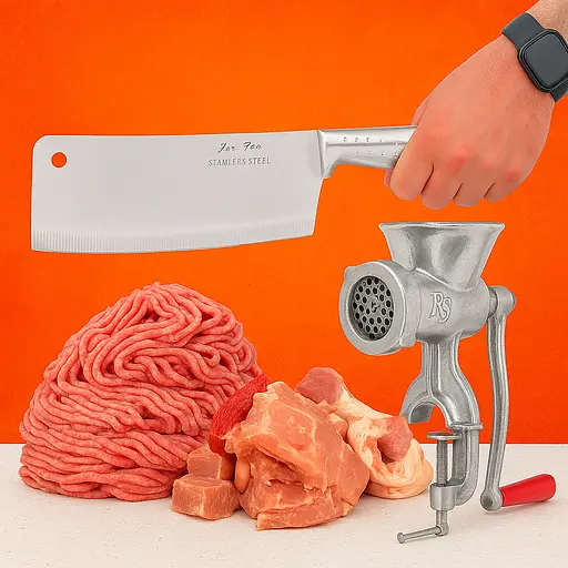 Мясорубка ручная большая с насадкой для колбас Харьков-102 33 кг/ч с тесаком для мяса, RS 87839 - фото 1