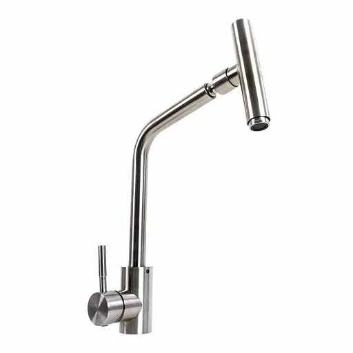 Смеситель для кухни Platinum излив на шарнире 6766 KT нержавеющая сталь - фото 1