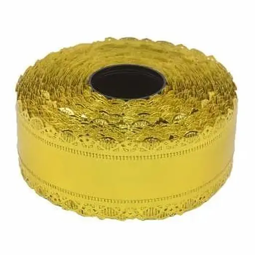Лента для подарков и цветов 2/50 металл, золото, рифленая полоска