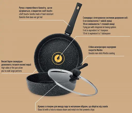 Сковорода Ringel Koriander с крышкой 22 см (RG-1107-22) - фото 4