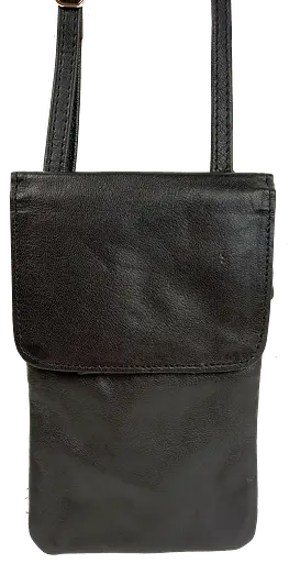 Небольшая женская кожаная сумка для телефона UP2 Fashion черная sum0028723 - фото 3