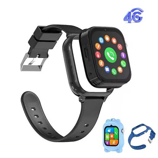 Дитячий розумний смарт-годинник Smart Watch T53 з GPS відеодзвінком прослуховуванням + 2 додаткові корпуси Чорний - фото 2
