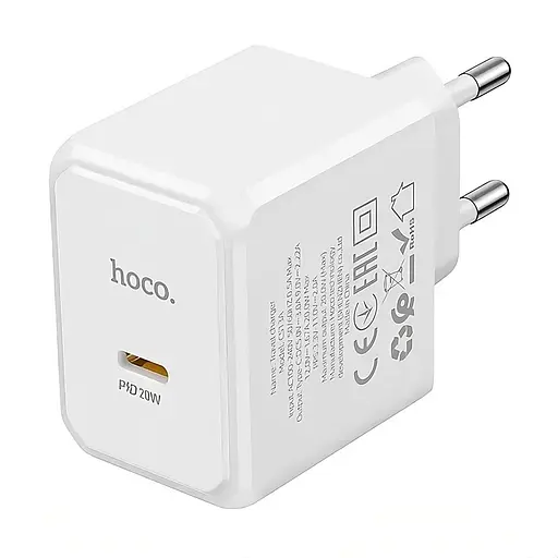 Сетевое зарядное устройство Hoco CS13A PD20W с поддержкой быстрой зарядки Power Delivery белый - фото 2