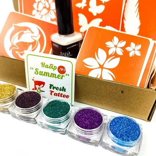 Набор для био-тату "Лето 2.0 - глиттер" Fresh Tattoo set-summer-v2-glitter - фото 2