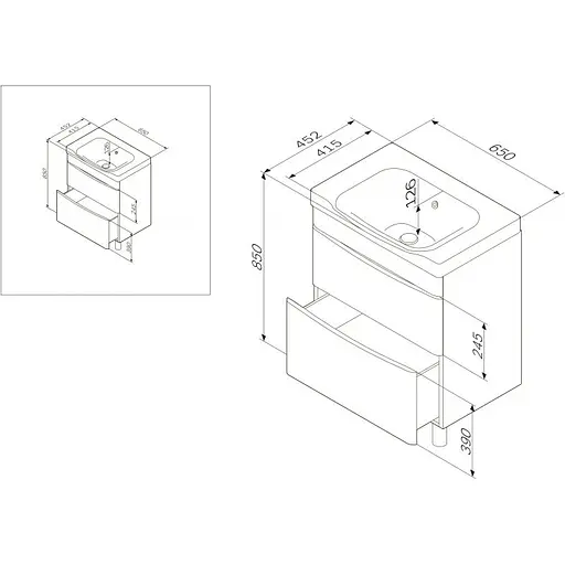 Тумба з умивальником AM.PM Like 65 см M80-FHX0652V-WC0652-38 - фото 3